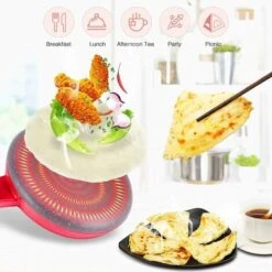 One Piece Crêpière Électrique De Qualité Alimentaire Antiadhésive Pizza Pancake Pan Cuisine Outil De Cuisson Crêpes Oeufs Bacon Avec Revêtement Antiadhésif (Rouge) BF -Petit Électroménager 75022780 5