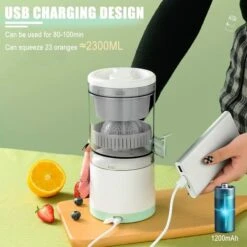 Multifonctionnel Presse Agrumes électrique, Presse Extracteur De Jus De Citron Oranges à Haut Rendement Pamplemousse Portable USB Rechargeable Presse Fruits Sans Fil Pour Cuisine, Voyages 11 Multifonctionnel Presse Agrumes électrique, Presse Extracteur De Jus De Citron Oranges à Haut Rendement Pamplemousse Portable USB Rechargeable Presse Fruits Sans Fil Pour Cuisine, Voyages -Petit Électroménager 75394657 5