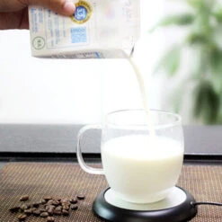 Chauffe-tasse électrique USB, Avec Arrêt Automatique, Pour Café, Cacao, Thé, Lait, Texture Bois Foncé -Petit Électroménager 77103684 4