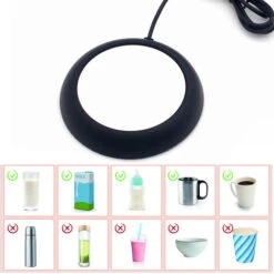 Chauffe-tasse électrique USB, Avec Arrêt Automatique, Pour Café, Cacao, Thé, Lait, Noir Mat -Petit Électroménager 77103884 3