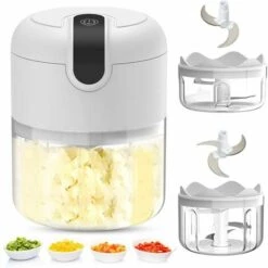 Mini Hachoir à Ail électrique - Petit Hachoir à Ail Portable Sans Fil Pour Robot Culinaire Avec Chargement USB étanche, Adapté Au Hachoir à Gingembre, Oignon, Légumes Et Viande (bol De 250 Ml)
