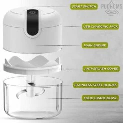 Mini Hachoir à Ail électrique - Petit Hachoir à Ail Portable Sans Fil Pour Robot Culinaire Avec Chargement USB étanche, Adapté Au Hachoir à Gingembre, Oignon, Légumes Et Viande (bol De 250 Ml) 10 Mini Hachoir à Ail électrique - Petit Hachoir à Ail Portable Sans Fil Pour Robot Culinaire Avec Chargement USB étanche, Adapté Au Hachoir à Gingembre, Oignon, Légumes Et Viande (bol De 250 Ml) -Petit Électroménager 78948389 4