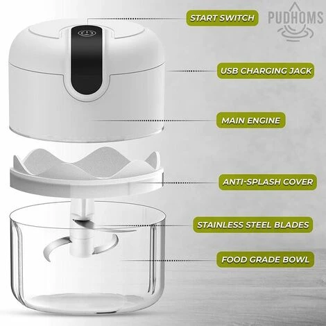 Mini Hachoir à Ail électrique - Petit Hachoir à Ail Portable Sans Fil Pour Robot Culinaire Avec Chargement USB étanche, Adapté Au Hachoir à Gingembre, Oignon, Légumes Et Viande (bol De 250 Ml) 6 Mini Hachoir à Ail électrique - Petit Hachoir à Ail Portable Sans Fil Pour Robot Culinaire Avec Chargement USB étanche, Adapté Au Hachoir à Gingembre, Oignon, Légumes Et Viande (bol De 250 Ml) – Image 4