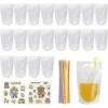 SVKBJROY Lot De 20 Sacs à Boissons Réutilisables Transparents Givrés Portables De 500 Ml Pour Pique-nique, Fête, Camping, Plage, Jus De Bière, Lait, Avec 20 Pailles -Petit Électroménager 79059472 1