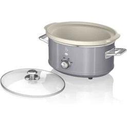 SWAN SF17021GRNEU Retro Mijoteuse 3,5L Poêle Amovible En Céramique Antiadhésive, Vintage 200W Gris -Petit Électroménager 79067884 4