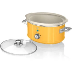 SWAN SF17021YELNEU Retro Mijoteuse 3,5L Poêle Amovible En Céramique Antiadhésive, Vintage 200W Jaune -Petit Électroménager 79067886 4