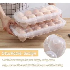 2 Pièces Boite A Oeufs Frigo, Boite Oeufs Plastique Transparent, Boite A œufs Pour Réfrigérateur Avec Couvercle, Porte-œufs Empilable Capacité Pour 10 œufs (Transparent) -Petit Électroménager 79594813 3