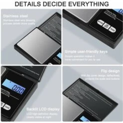 Balance De Précision, 500g/0.01g, Balance De Cuisine, Balance De Poche Numérique Portable Avec Écran LCD Et Tare Function, Balance De Bijoux, Pour Bijoux, Café, Etc.(Piles Incluses) -Petit Électroménager 80970561 4