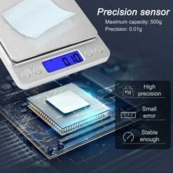 Balance De Précision 500g/0.01g, Balance De Cuisine/Balance De Poche/Balances De Bijoux, Haute PréCision Balance Électronique, Écran LCD Rétroéclairé, Fonction Tare & PCS, Avec 2 Plateaux 8 Balance De Précision 500g/0.01g, Balance De Cuisine/Balance De Poche/Balances De Bijoux, Haute PréCision Balance Électronique, Écran LCD Rétroéclairé, Fonction Tare & PCS, Avec 2 Plateaux -Petit Électroménager 80970950 2