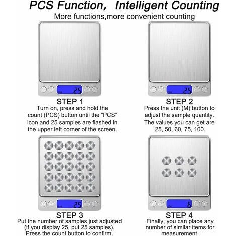 Balance De Précision 500g/0.01g, Balance De Cuisine/Balance De Poche/Balances De Bijoux, Haute PréCision Balance Électronique, Écran LCD Rétroéclairé, Fonction Tare & PCS, Avec 2 Plateaux 7 Balance De Précision 500g/0.01g, Balance De Cuisine/Balance De Poche/Balances De Bijoux, Haute PréCision Balance Électronique, Écran LCD Rétroéclairé, Fonction Tare & PCS, Avec 2 Plateaux – Image 5
