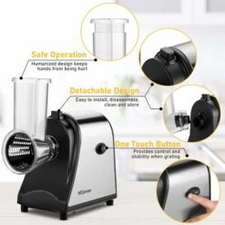 Coupe-légumes Multifonction Électrique Professionnel, Râpe Trancheuse à Salade, Découper Légumes Avec 4 Cônes En Inox Noir -Petit Électroménager 81250750 4