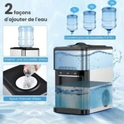 RELAX4LIFE Machine à Glaçons 18kg Par Jour, Distributeur à Eau Froide 2,5L Eau Chaude 0,8L Et Réservoir De 3L, Ecran LCD Et Fonction De Verrouillage -Petit Électroménager 82192701 4