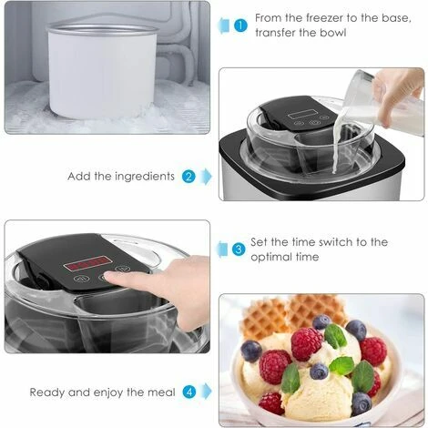 Sorbetière électrique, 2L Machine à Glace En Acier Inoxydable Pour Sorbet Glace, Crème Glacée, Frozen Yaourt,Fonction Minuterie,livret Recettes Fournies, Cuve Amovible, Facile à Nettoyer 7 Sorbetière électrique, 2L Machine à Glace En Acier Inoxydable Pour Sorbet Glace, Crème Glacée, Frozen Yaourt,Fonction Minuterie,livret Recettes Fournies, Cuve Amovible, Facile à Nettoyer – Image 5