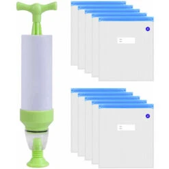 Kit De Sac Sous Vide Alimentaire Avec Pompe Manuelle, Sacs De Rangement Alimentaire Scéllés, Sous Vide Réutilisables Pour Aliments，