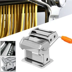 AUFUN Machine Tirée Machine De Pâtes Manuelles En Acier Inoxydable Argent Pour 8 épaisseur De Pâte Différente, -Petit Électroménager 85430963 5