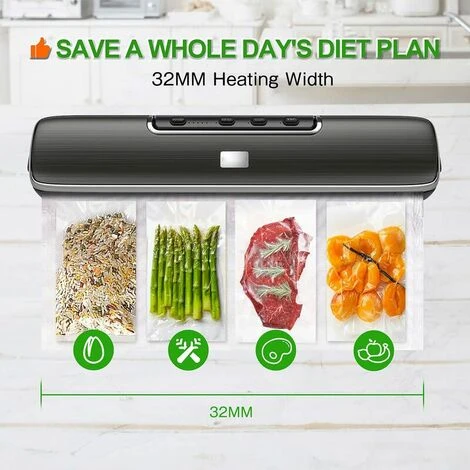 Machine Sous Vide Alimentaire, 6 En 1 Appareils De Mise Sous Vide, Mise Sous-Vide Pour Aliments, Viandes, Légumes, Fruits La Conservation, Inclus 15 Pcs Sac Sous Vide, Tuyau D'extraction De Gaz (Noir) 5 Machine Sous Vide Alimentaire, 6 En 1 Appareils De Mise Sous Vide, Mise Sous-Vide Pour Aliments, Viandes, Légumes, Fruits La Conservation, Inclus 15 Pcs Sac Sous Vide, Tuyau D'extraction De Gaz (Noir) – Image 3