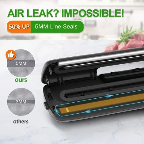 Machine Sous Vide Alimentaire, 6 En 1 Appareils De Mise Sous Vide, Mise Sous-Vide Pour Aliments, Viandes, Légumes, Fruits La Conservation, Inclus 15 Pcs Sac Sous Vide, Tuyau D'extraction De Gaz (Noir) 6 Machine Sous Vide Alimentaire, 6 En 1 Appareils De Mise Sous Vide, Mise Sous-Vide Pour Aliments, Viandes, Légumes, Fruits La Conservation, Inclus 15 Pcs Sac Sous Vide, Tuyau D'extraction De Gaz (Noir) – Image 4