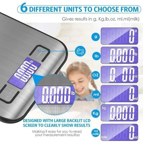 None Balance De Cuisine Numérique Balance De Cuisine électronique Balance Alimentaire De Précision 5kg/ 1g En Acier Inoxydable 3 None Balance De Cuisine Numérique Balance De Cuisine électronique Balance Alimentaire De Précision 5kg/ 1g En Acier Inoxydable