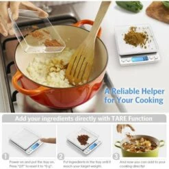 Balance De Cuisine, Balance De Précision Cuisine, 3kg/0.1g, Balance De Poche De Precision, Écran LCD Rétroéclairé, Avec Fonction Tare Et Compte -Petit Électroménager 87285436 3