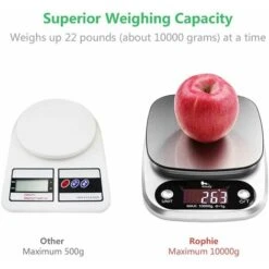 Balance De Cuisine Numérique - De 1 G à 10 Kg - En Acier Inoxydable - Haute Précision - Avec écran LCD Et Batterie Incluse [Classe énergétique A+] -Petit Électroménager 87834520 3