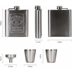 Flasque Alcool 7 Oz /198 ML Flasque Hip Flask En Acier Inoxydable Argent, Avec 2 Pcs Tasses Et 1pcs Entonnoir En Acier Inoxydable Pour Voyage, Pêche , Pour Stocker Du Whisky Ou De L'alcool -Petit Électroménager 88330549 5
