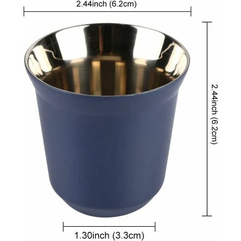 Tasse À Café Tasses À Espresso En Acier Inoxydable Paroi Double Isolé Thermiquement Capsule Bleu Foncé 5 Tasse À Café Tasses À Espresso En Acier Inoxydable Paroi Double Isolé Thermiquement Capsule Bleu Foncé – Image 3
