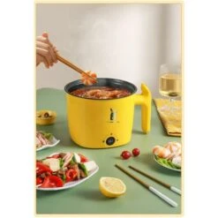 Wok Électrique Multifonctionnel Wok Électrique Wok Électrique Mini Poêle Antiadhésive, Double Couche, Jaune 9 Wok Électrique Multifonctionnel Wok Électrique Wok Électrique Mini Poêle Antiadhésive, Double Couche, Jaune -Petit Électroménager 88671405 3