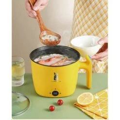 Wok Électrique Multifonctionnel Wok Électrique Wok Électrique Mini Poêle Antiadhésive, Double Couche, Jaune 11 Wok Électrique Multifonctionnel Wok Électrique Wok Électrique Mini Poêle Antiadhésive, Double Couche, Jaune -Petit Électroménager 88671405 5