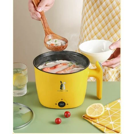 Wok Électrique Multifonctionnel Wok Électrique Wok Électrique Mini Poêle Antiadhésive, Double Couche, Jaune 7 Wok Électrique Multifonctionnel Wok Électrique Wok Électrique Mini Poêle Antiadhésive, Double Couche, Jaune – Image 5