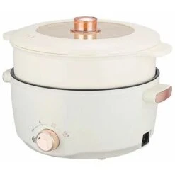 Mijoteuse Petite Chaudière électrique Domestique Multifonctionnelle Wok électrique Frit Poêle Antiadhésive (couleur Crème)
