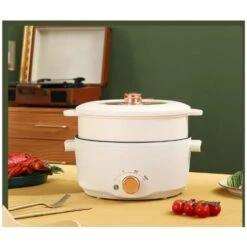 Mijoteuse Petite Chaudière électrique Domestique Multifonctionnelle Wok électrique Frit Poêle Antiadhésive (couleur Crème) -Petit Électroménager 88675369 3