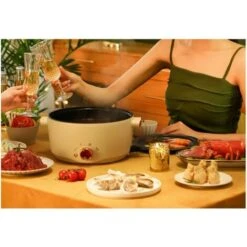 Mijoteuse Petite Chaudière électrique Domestique Multifonctionnelle Wok électrique Frit Poêle Antiadhésive (couleur Crème) -Petit Électroménager 88675369 4