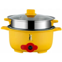 Marmite électrique Multifonctionnelle En Acier Inoxydable Marmite électrique Multifonctionnelle Marmite électrique Multifonctionnelle，Double Couche，jaune
