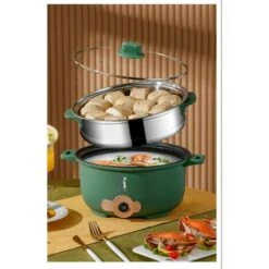 Marmite électrique Multifonctionnelle En Acier Inoxydable Marmite électrique Multifonctionnelle Marmite électrique Multifonctionnelle，Double Couche，jaune -Petit Électroménager 88683574 4