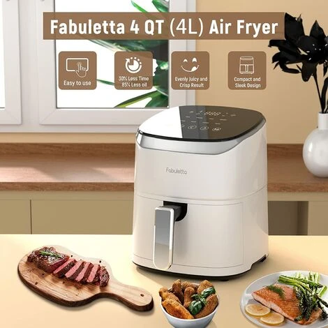 Fabuletta Friteuse Sans Huile 4L, Air Fryer 1680W, Friteuse à Air Chaud Avec 9 Programmes, 65 à 230 °C, Température Réglable, Timer, Airfryer Pour 2-3 Personnes, Panier De Friture Anti-adhérant, Blanc 4 Fabuletta Friteuse Sans Huile 4L, Air Fryer 1680W, Friteuse à Air Chaud Avec 9 Programmes, 65 à 230 °C, Température Réglable, Timer, Airfryer Pour 2-3 Personnes, Panier De Friture Anti-adhérant, Blanc – Image 2
