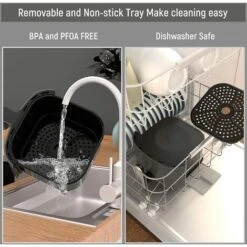 Fabuletta Friteuse Sans Huile 4L, Air Fryer 1680W, Friteuse à Air Chaud Avec 9 Programmes, 65 à 230 °C, Température Réglable, Timer, Airfryer Pour 2-3 Personnes, Panier De Friture Anti-adhérant, Gris -Petit Électroménager 90498417 3