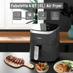 Fabuletta Friteuse Sans Huile 4L, Air Fryer 1680W, Friteuse à Air Chaud Avec 9 Programmes, 65 à 230 °C, Température Réglable, Timer, Airfryer Pour 2-3 Personnes, Panier De Friture Anti-adhérant, Gris -Petit Électroménager 90498417 4