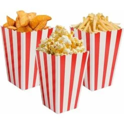 LYCXAMES 20 Pcs Popcorn Boîtes, Petites Boite Bonbon En Papier, Pot Popcorn Rétro Pour Les Fêtes, Anniversaires, Soirées Cinéma Et Soirées Pyjama(Rayé)