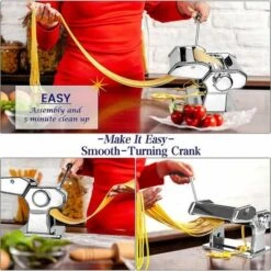 Machine à Pâtes,Fraîches Manuelle 7 échelles, 403 En Acier Inoxydable Pour Tagliolini Fettucine Lasagnes Ravioles Spaghettis (7 Échelles) -Petit Électroménager 92294802 4