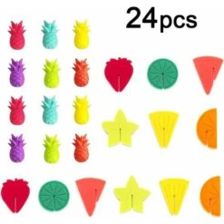 WddnAot Zasiene Marqueurs De Verre à Vin 24 Pièces Marqueurs De Verre Silicone Fruits Mélangés Marqueurs Verre Silicone En Vin Silicone Marqueur Pour Verre à Vin Pour Party Vin Boisson Accessoire -Petit Électroménager 92400068 2