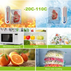 Randaco Rouleaux sous vide，Sacs Sous Vide Alimentaire 4 Rouleaux, 20 X 600 CM Pour Appareil De Mise Sous Vide, Réfrigérateur, Réutilisable -Petit Électroménager 92684361 3