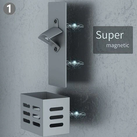 Blue Dream Magnétique Décapsuleur,Ouvre-Bouteilles En Acier Avec Cap Catcher,Mural Décapsuleur Pour La Maison,Amants De Bière Cadeau (grise) 4 Blue Dream Magnétique Décapsuleur,Ouvre-Bouteilles En Acier Avec Cap Catcher,Mural Décapsuleur Pour La Maison,Amants De Bière Cadeau (grise) – Image 2