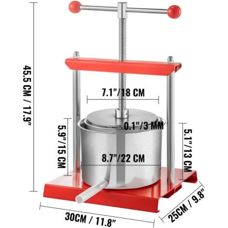 VEVOR Pressoir A Vin Manuel Presse Raisin 5,5 L 2 Barils Inox Presser Jus Fruits 4 VEVOR Pressoir A Vin Manuel Presse Raisin 5,5 L 2 Barils Inox Presser Jus Fruits – Image 2