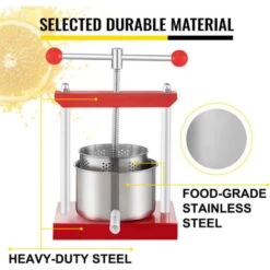 VEVOR Pressoir A Vin Manuel Presse Raisin 5,5 L 2 Barils Inox Presser Jus Fruits 9 VEVOR Pressoir A Vin Manuel Presse Raisin 5,5 L 2 Barils Inox Presser Jus Fruits -Petit Électroménager 93941967 3