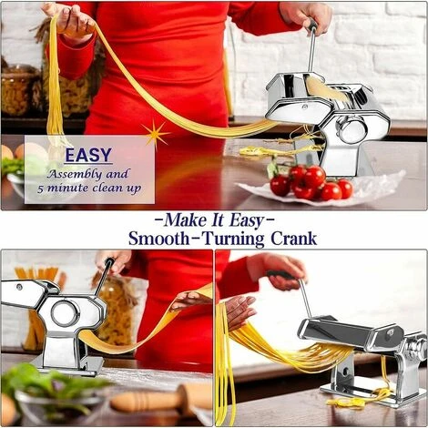 Machine à Pâtes Fraîches Manuelle, 7 échelles, Acier Inoxydable 403 Pour Tagliolini, Fettucine, Lasagne, Ravioli, Spaghetti (7 échelles) 6 Machine à Pâtes Fraîches Manuelle, 7 échelles, Acier Inoxydable 403 Pour Tagliolini, Fettucine, Lasagne, Ravioli, Spaghetti (7 échelles) – Image 4