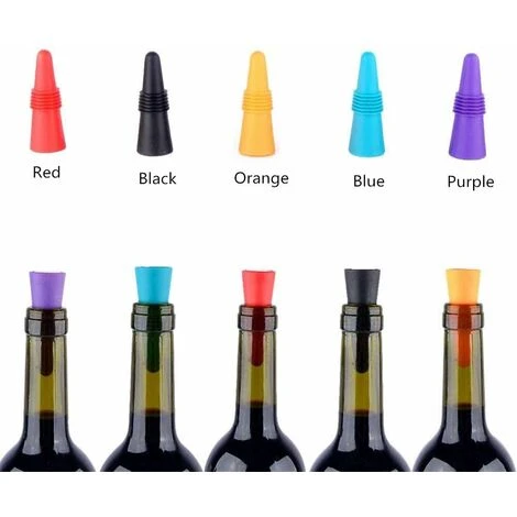Bouchons De Vin Bouchons De Bouteille En Silicone Couleur Lot De 5 Bouchons De Bouteille De Vin Réutilisables Bouchons De Bière Avec Vis Pour Conserver La Bière Boisson Alcool 7 Bouchons De Vin Bouchons De Bouteille En Silicone Couleur Lot De 5 Bouchons De Bouteille De Vin Réutilisables Bouchons De Bière Avec Vis Pour Conserver La Bière Boisson Alcool – Image 5