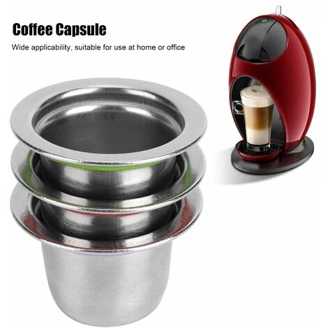 Lot De 3 Capsules De Café Rechargeables En Acier Inoxydable Avec Filtre à Dosette Réutilisable Pour Machines Nespresso 4 Lot De 3 Capsules De Café Rechargeables En Acier Inoxydable Avec Filtre à Dosette Réutilisable Pour Machines Nespresso – Image 2