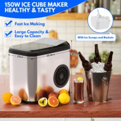 Randaco Machine à Glaçons LCD 2.2L 150W 2 Tailles De Glaçons 9 Glaçons En Seulement 5 à 8 Minutes -Petit Électroménager 95473400 3