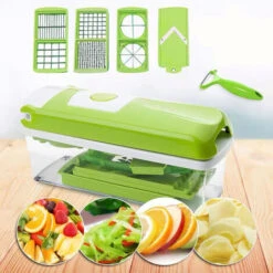 Genius Nicer Dicer Smart (12 Pcs.) En Vert - Coupe-légumes Pour Cubes, Bâtonnets, Tranches, Lanières Et Quartiers - Coupe-salade Mandoline Trancheuse à Concombre -Petit Électroménager 95517506 3