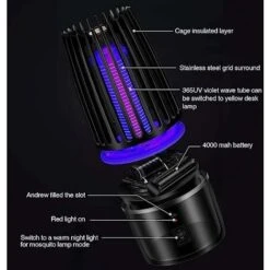 Lampe Anti Moustique, 2 En 1 Électrique Anti Moustique, 360 ° UV Tueur D'Insectes Électrique Lampe Anti Moustique Rechargeable Sûr Et Efficace Pour Camping Intérieur Extérieur Jardin Terrasse -Petit Électroménager 96110982 2